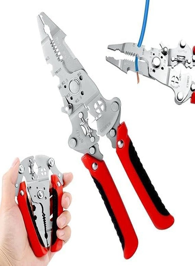 GNEY Multifunction 12 in 1 Foldable Wire Striper Pliers 8.46 Inch - Heavy Duty Wire Cutter, Crimper, Stripping Tool (8-16 AWG) with Folding Handle & Safety Lock for Electricians, DIY & Home Repair - Image 1